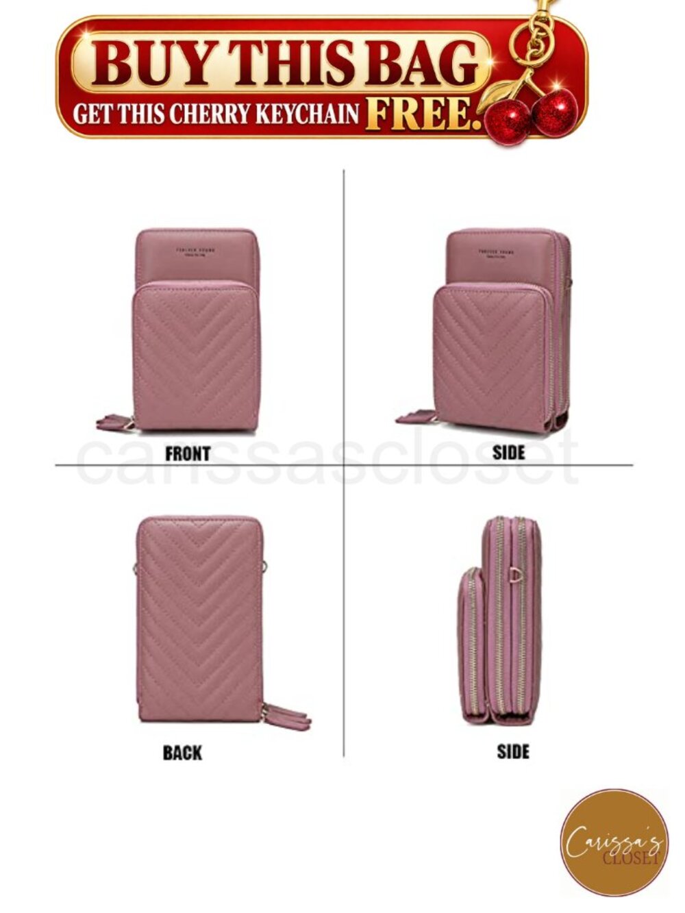 β¨myfriday Small Cell Phone Crossbody Bag Multi-Pocket 8 Card Slots PU Leather - Picture 2 of 6